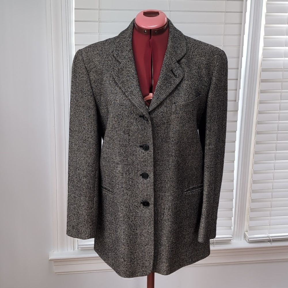 Vintage Italian Annette Dean Italian Wool Silk Tweed Blazer Jacket 80s